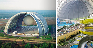 Illustration for article titled Explore a Water Park Built Inside a Huge German Airship Hangar